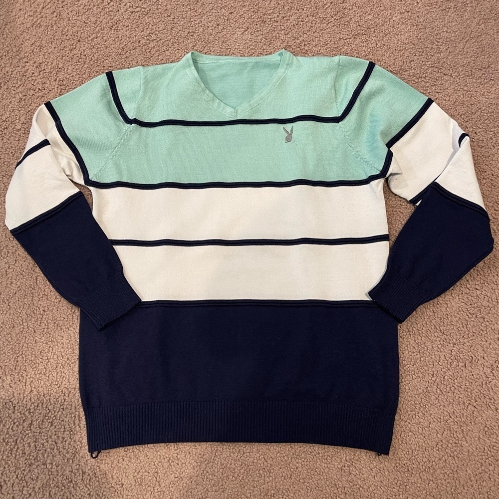 Korean Fashion Y2K knitted V-neck Colorblock sweatshirt